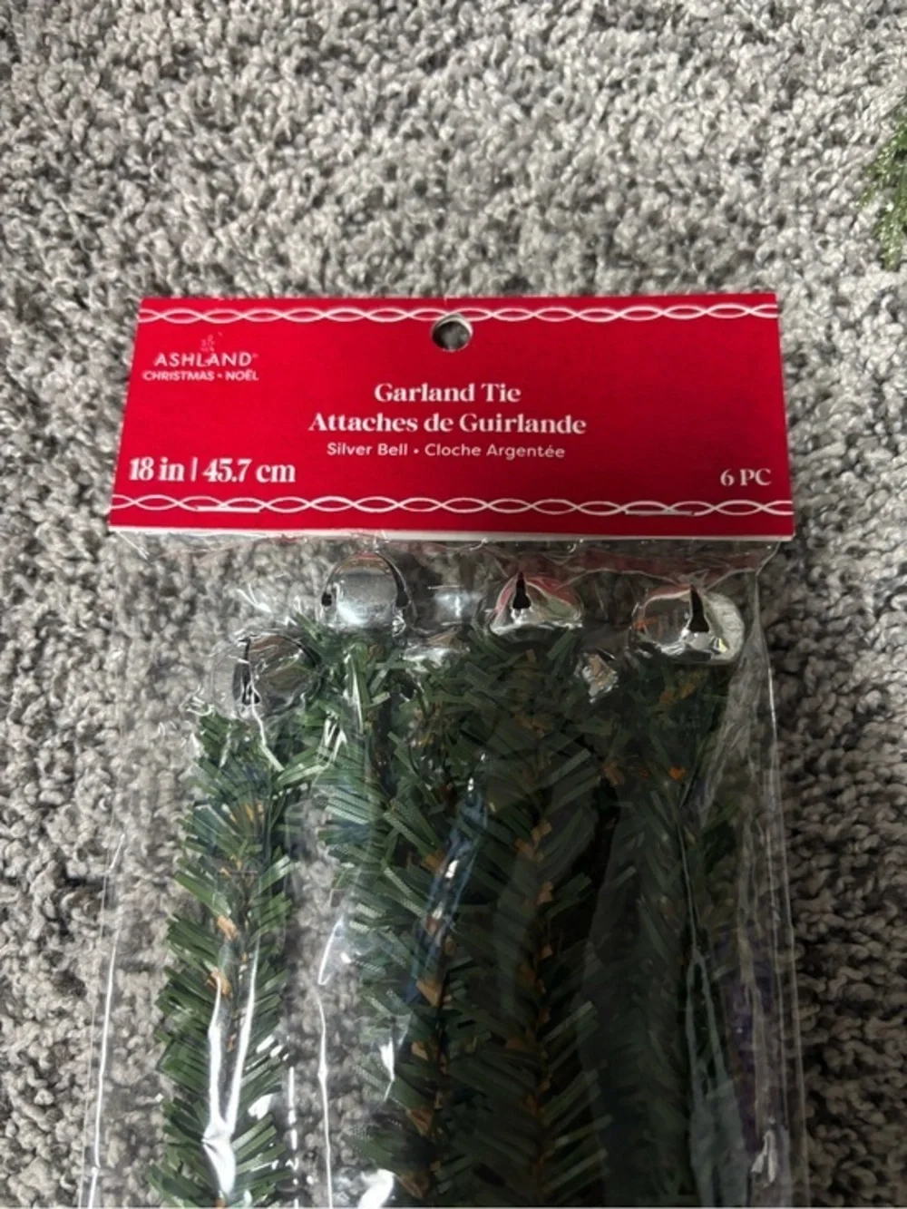 Ashland Green Garland Ties with Silver Bells